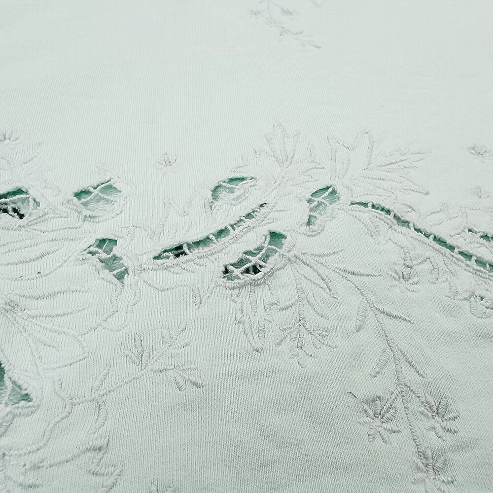 Anthropologie Sweatshirt Womens XS Green Floral Embroidered Lace Cropped Box Top - Picture 10 of 16